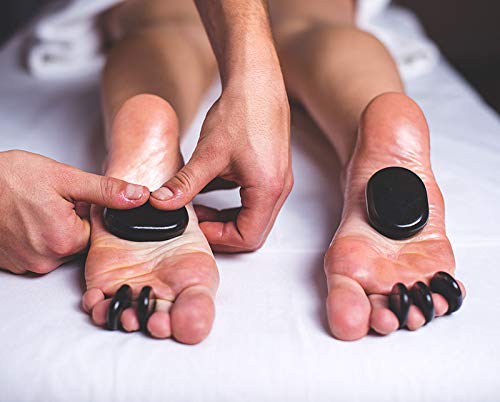 QYLHH 18 Hot Massage Stones Set Natural Basalt Warm Rocks Kit for Home Spa Massager