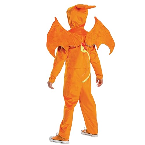 Charizard Costume for Kids, Official Pokemon Costume Hooded Jumpsuit, Child Size Large (10-12)