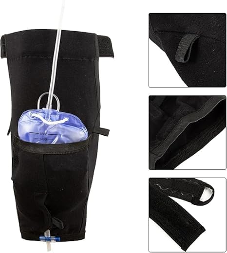 Catheter Leg Bag Holder, Urine Leg Bag Holder Cover with Waist Belt, Foley Leg Bag Sleeve for Incontinence Urine Bag, Washable and Durable (Large)