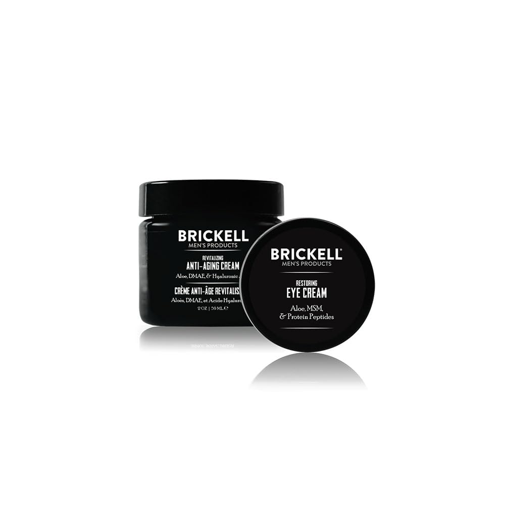 Brickell Men's Ultimate Anti-Aging Routine, Anti-Wrinkle Night Face Cream and Eye Cream to Minimize Puffiness, Wrinkles, Dark Circles, Under Eye Bags, Natural and Organic (Unscented)