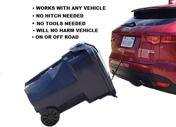 TrashTrainer 1 Cart System - Garbage Can Hauling Straps - Trash Can Hauler - Attaches to Cars, ATV, Lawn Mower, Tractor, Easy Install, Simple Use
