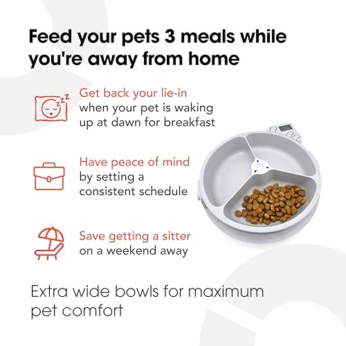 Cat Mate C300 Automatic 3 Meal Pet Feeder with Digital Timer for Cats and Small Dogs