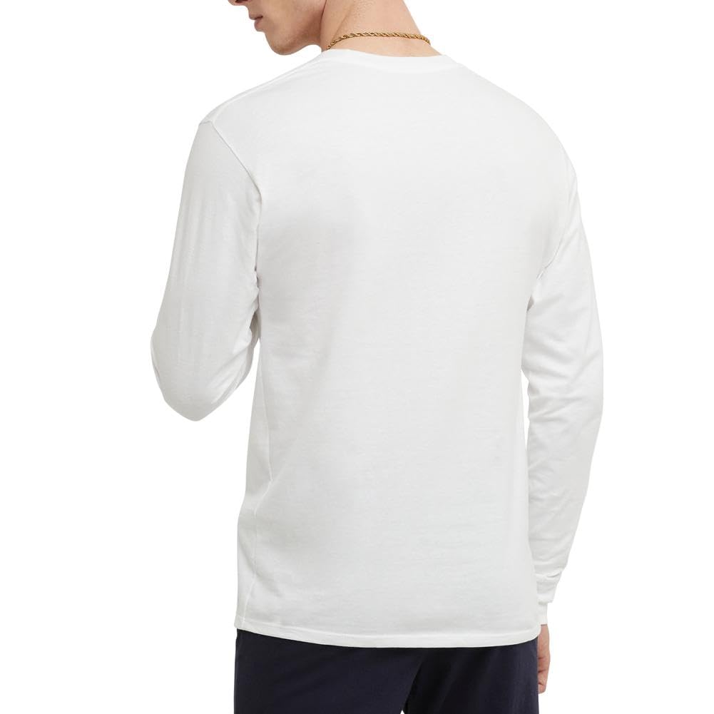 Champion Men's Classic Long Sleeve Tee Shirt, White, L