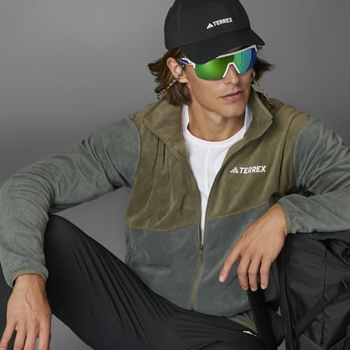 adidas Mens Terrex Multi Full-Zip Fleece Hiking Jacket,Ivy/Olive Strata,Medium