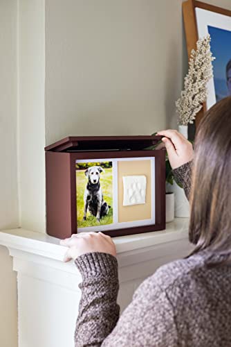 Pearhead Pet Memorial Photo Memory Box and Paw Print Kit, Dog or Cat Pawprint DIY Kit, Pet Urn or Keepsake Memory Box, Espresso
