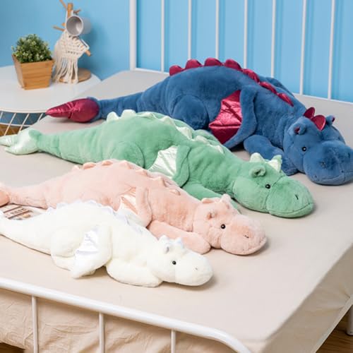 5Lbs Weighted Dragon Stuffed Animal, 35.4Inches Medium Plush Dragon Toy for Kids, Pink White Green and Blue Available.Very Cute Plushie Dragon
