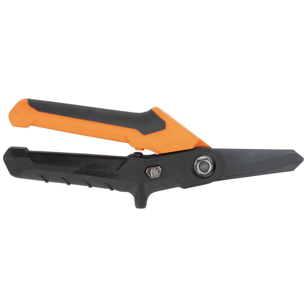 Klein Tools T2107 Titanium Coated Utility Scissors, Compact, Stainless Steel Shears, Serrated Blades, Cuts Heavy-Duty Materials, 7-Inch