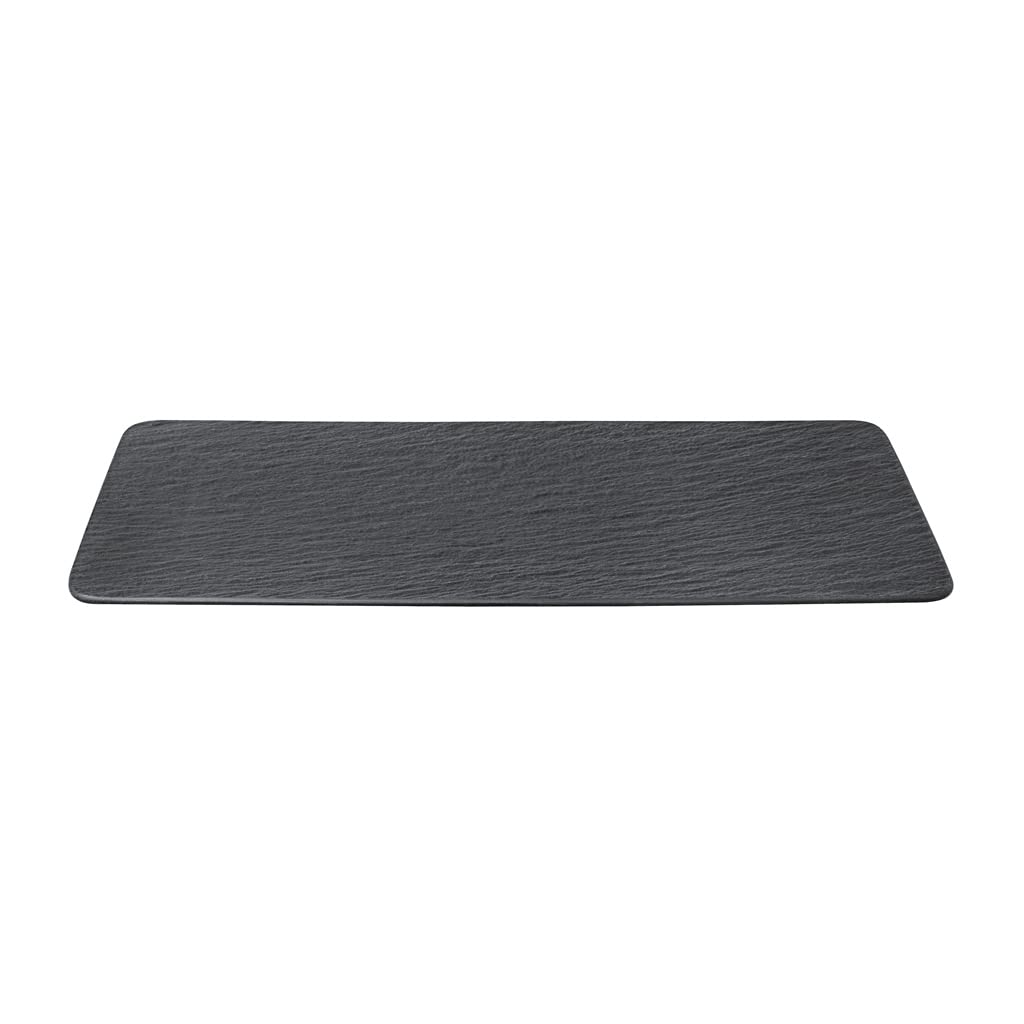 Villeroy & Boch 10-4239-2281 Manufacture Rock Rectangular Serving, Beautifully Shaped Presentation Plate Maoffrom Premium Porcelain, Dishwasher Safe, Black