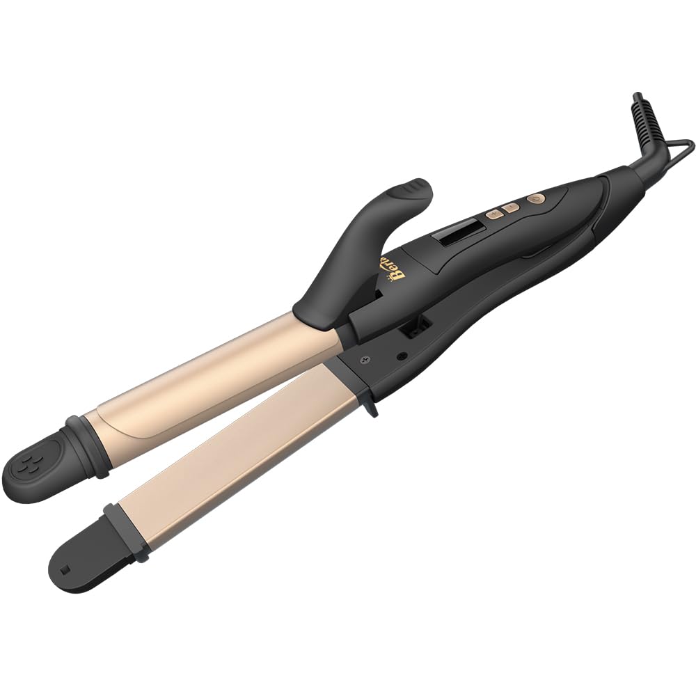 BERTA 2 in 1 Hair Iron Professional Hair Straightener & Curler Iron, Ceramic Flat Iron Ionic 1.25 Inch Barrel 275-425℉ Adjustable Temperature, Dual Voltage