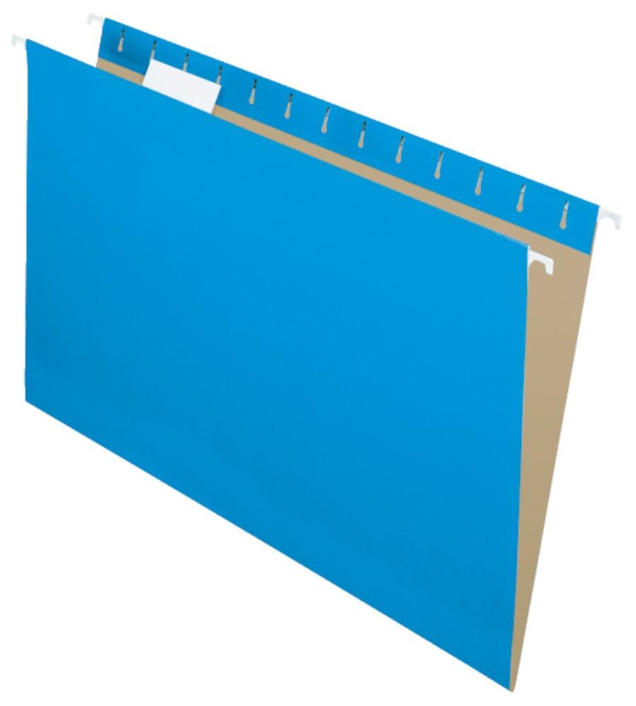 Pendaflex Hanging File Folders, Legal Size, Blue, Smooth Glide with Coated Rods, Kraft Interior to Prevent Misfiling, 25-Pack for Organized Filing at Home or Office