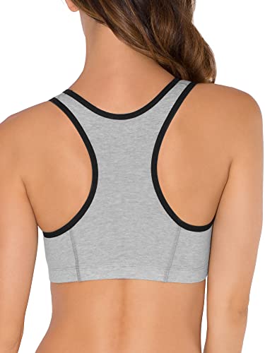 Fruit of the Loom Women's Built Up Tank Style Sports Bra, Heather Grey W. Black/White/Black/Heather Grey W. Black/White/Black, 42
