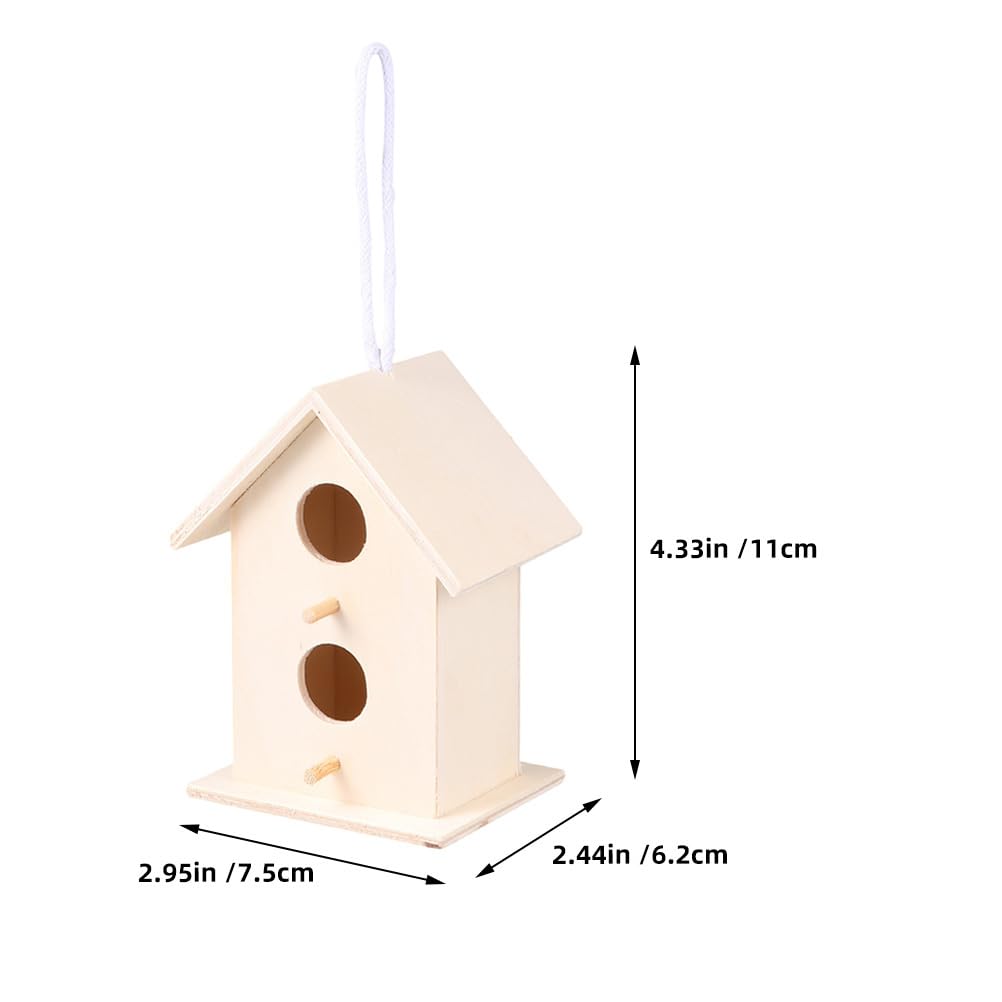 CIMAXIC 5Pcs Wooden Bird Nest Ornaments DIY Unfinished Birdhouses for Painting and Decoration Natural Wooden Craft for Small Birds Outdoor Garden Decor