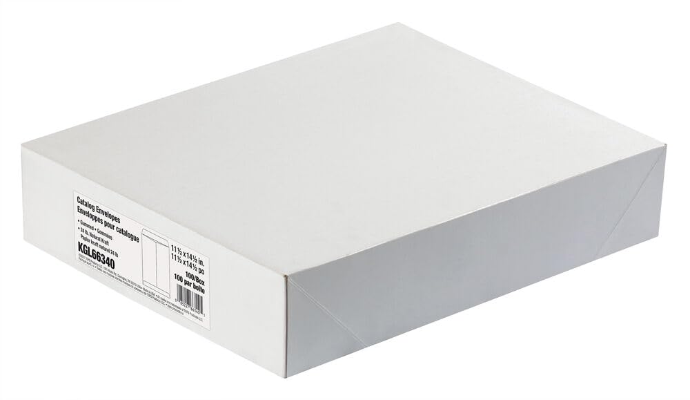 Quality Park Envelopes, 11-1/2 x 14-1/2 Inch Catalog Envelopes, Gummed Flap, 24 lb Natural Kraft, 100 Count - Ideal for Mailing and Storage