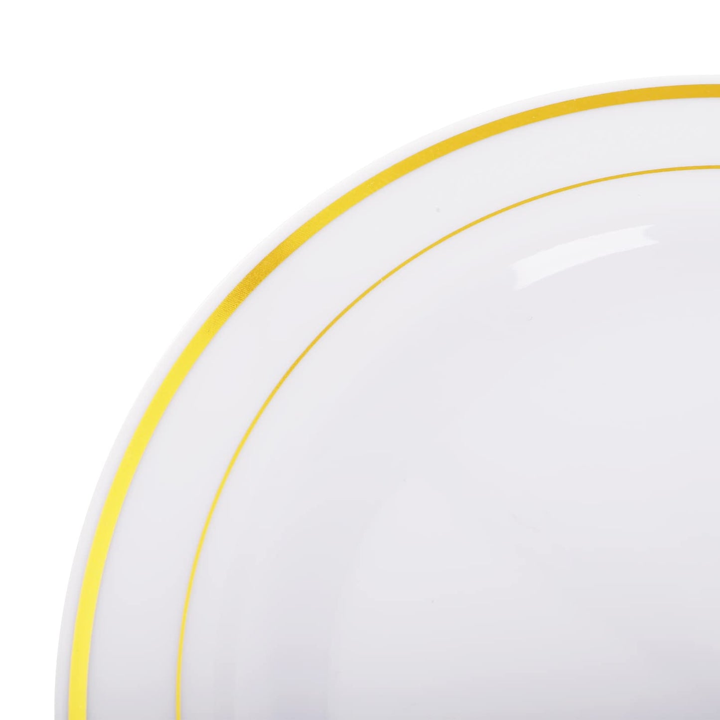 Suwimut 100 Pieces Plastic Party Plates White Gold Rim, Disposable Heavy Duty Plastic Plates Set for Parties Wedding, 50 Dinner Plates 10.25 Inch and 50 Salad Dessert Plates 7.5 Inch