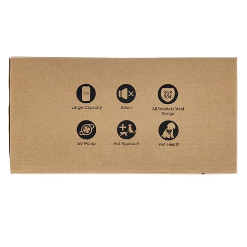 Cat Water Fountain with 6 Filters + 3 Sponge Filters: 108oz/3.2L Cat Fountain - Quiet Water Fountain Indoor Cat - Pet Water Fountain - Water Fountain - Cat Water Fountain Stainless Steel - FOFNON