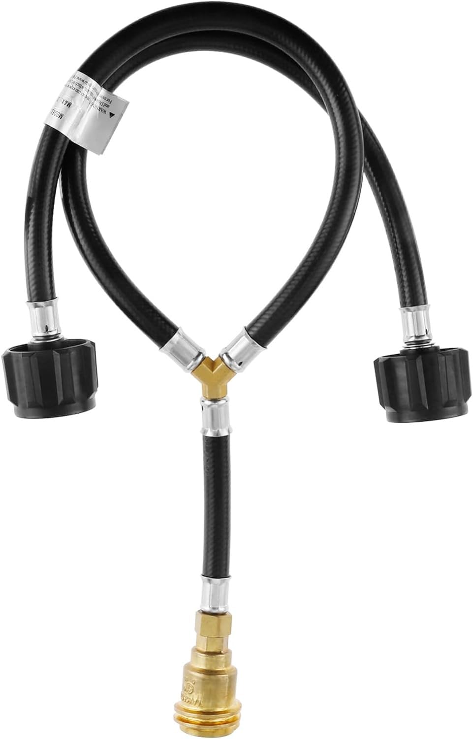 Teengse Y Shape Propane Splitter Hose Converter Adapter, QCC/POL Outlet and QCC Inlet, Propane Tank Regulator Valve for Heaters, Grills, Fire Pit, Gas Burner, Turkekey Fryer