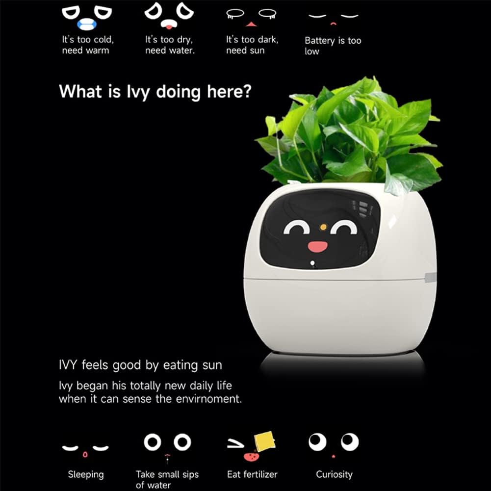 Smart Flowerpots,Smart Pet Planter,Ai Planter,Intelligent Flowerpots,Multiple Expressions,7 Smart Sensors, and Ai Chips Make Raising Plants Easy and Fun for Living Room,Desk Plant-Free(Purple)