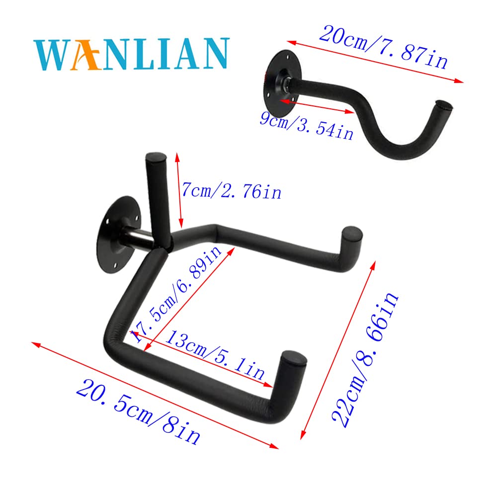 Guitar Wall Mount Hanger Horizontal,Electric Guitar Wall Mount Display Ukulele Slatwall Hawaiian Guitar Holder Bass Stand Rack Hook with Screws,2 Pack