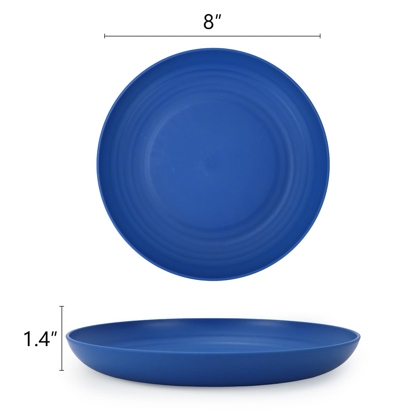 Homienly Dessert Plates Set of 8-8 inch Plate Set Wheat Straw Plates for Kitchen Unbreakable Plate for Dessert, Appetizer,Pancakes, Microwave & Dishwasher Safe Kitchen Essentials(Blue Series)