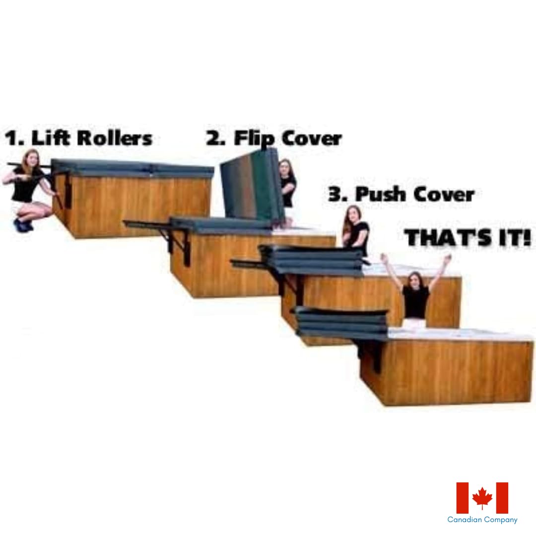 ABC Spa 4 Roller Hot Tub Cover Lifter – Durable Plastic Material, Stainless Steel Hinge Bolt Spa Lifter, Weight up to 75 Pounds, Square & Rectangle Tubs up to 8' Wide