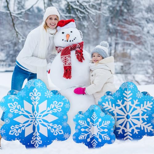 Beeveer 3 Pcs 18"-39" Winter Snowflake Frozen Party Decoration 3D Blue Snowflake Cardboard Cutout Stand-up Wonderland Christmas Backdrop Photo Prop Stand up Cutout for Winter Xmas Party Supplies