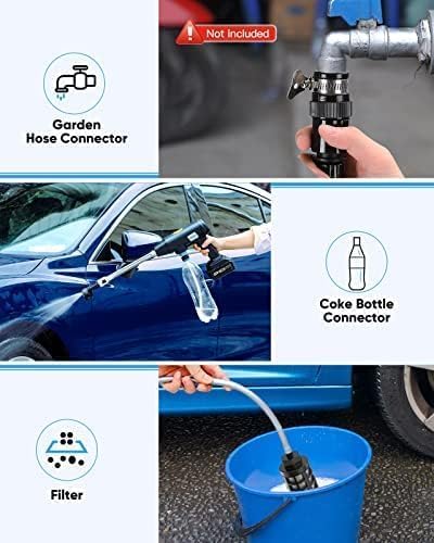 Aihand Cordless Pressure Washer, 986PSI Portable Power Cleaner with 2*4.0Ah Batteries, 6-IN-1/0-180° Nozzles, 3 Faucet Adapters, Handheld High-Pressure Car Washer for Fences/Patios, Charger Included
