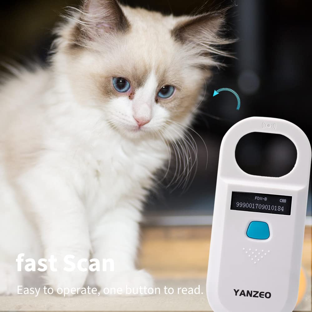 Yanzeo AR180 Pet Microchip Reader, Microchip Registration, EMID Fox-B(ISO11784/11785) 134.2KHz/125KHz Animal ID Tag Handheld Scanner Animal Tag Reader (AR180)