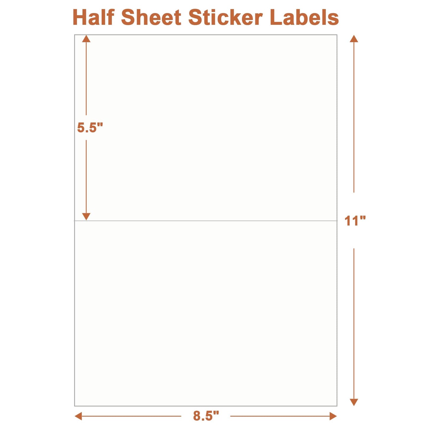 Half Sheet Labels, 2 per Sheet, 250 Sheets, 500 Labels, 8.5" x 5.5" Shipping Labels Paper, Address Sticker Laser & Inkjet Printer Label Stickers, 5 1/2" x 8 1/2" Half Shipping Labels Paper
