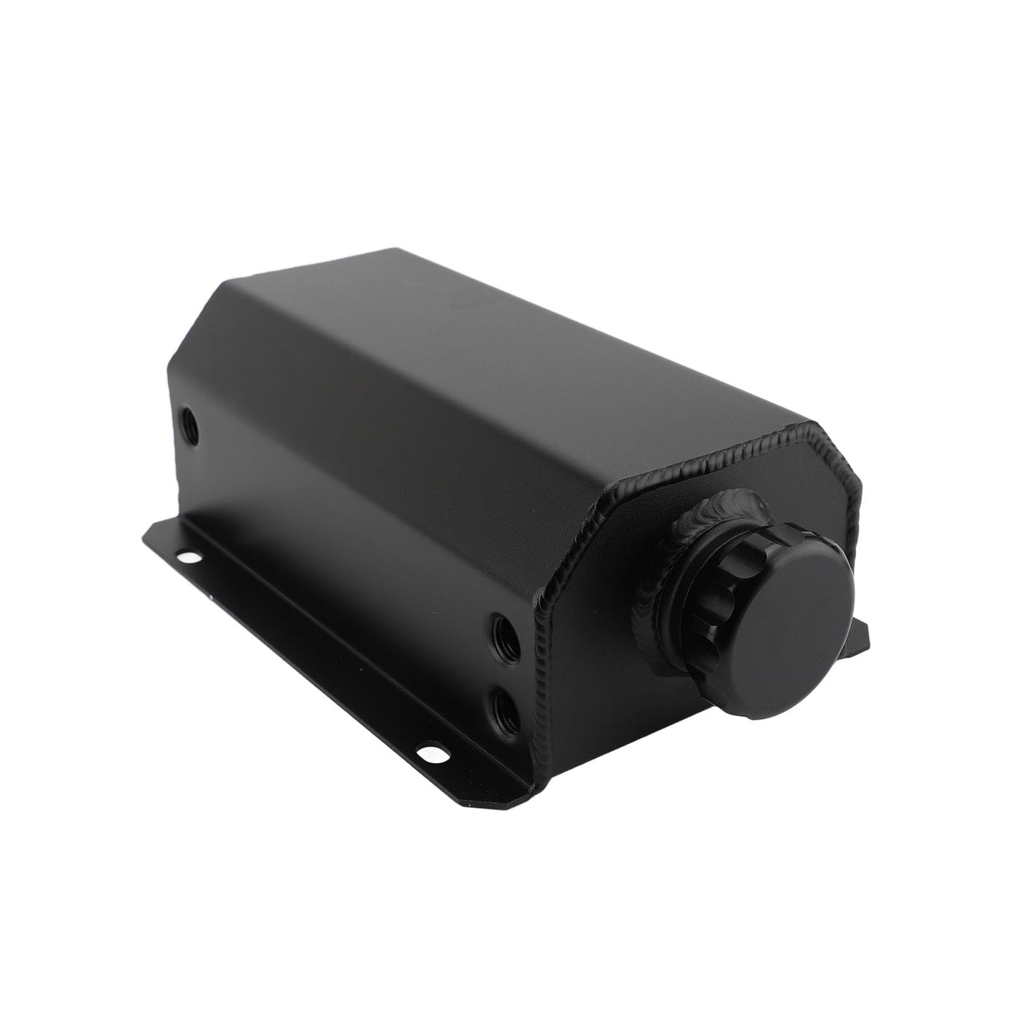 WODHMIEY Coolant Reservoir Tank, Universal Aluminium Alloy Coolant Overflow Tank with Visible Coolant Level Hose, Full TIG welding, Lasting Reliability, Magnetic Drain Valve (Black, 2L)