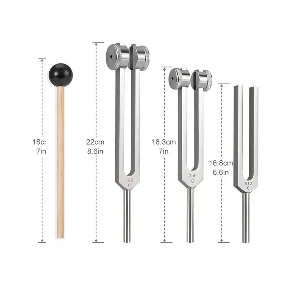Bysameyee Professional Healing Tuning Fork Set (128Hz, 256Hz, 512Hz) for Sound Therapy, Meditation & Frequency Healing