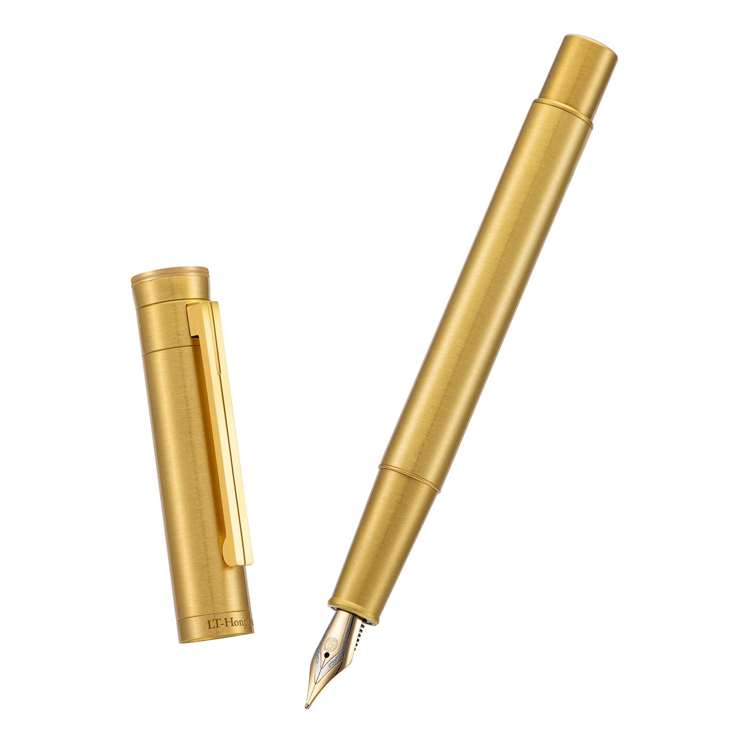 Hongdian Brass Fountain Pen Fine Point, Slim Style with Converter and Metal Pen Case, The Light of Hope Serise
