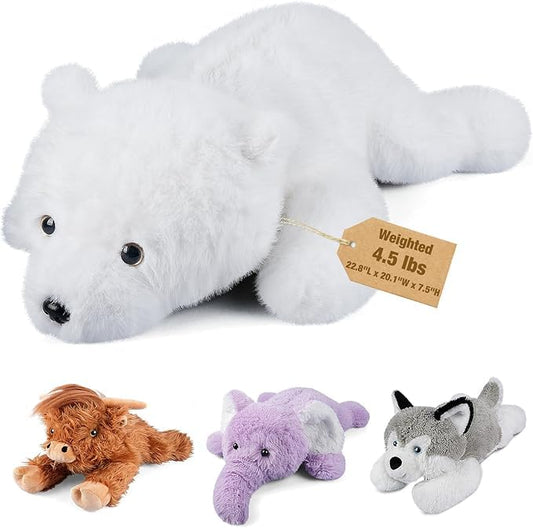 23" & 4.5 lbs Polar Bear Weighted Stuffed Animals, Cuddly & Soft Kids' Plush Toy Pillows for Companion, Large Plushies with Removable Ceramsite Bag, Gifts for Adults, Kids, Boys and Girls