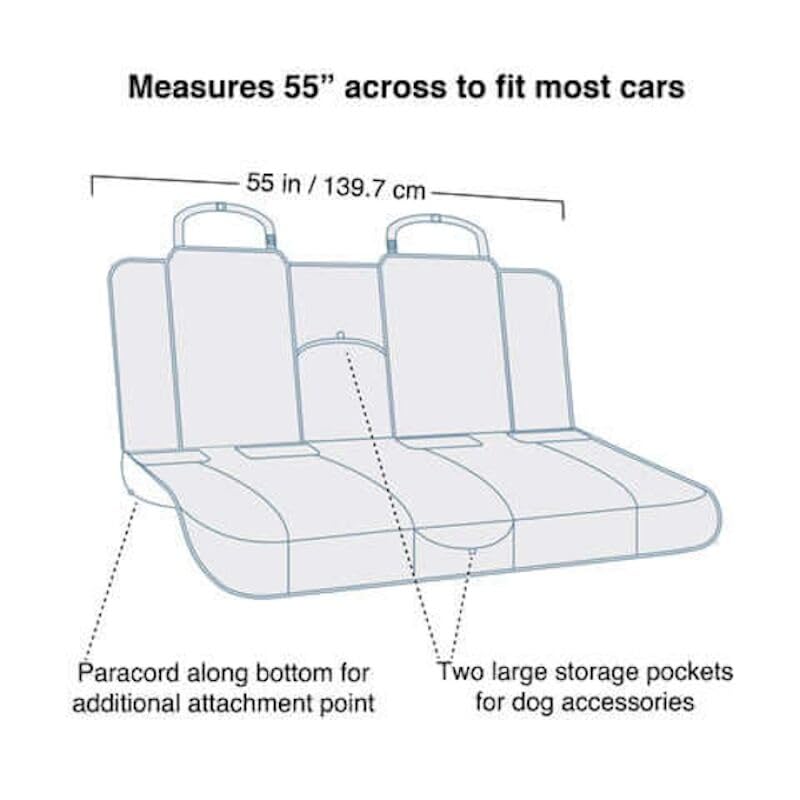 Kurgo Dog Seat Cover, Car Bench Seat Covers for Pets, Dog Backseat Cover Protector, Water Resistant for Dogs, Contains Seat Anchors