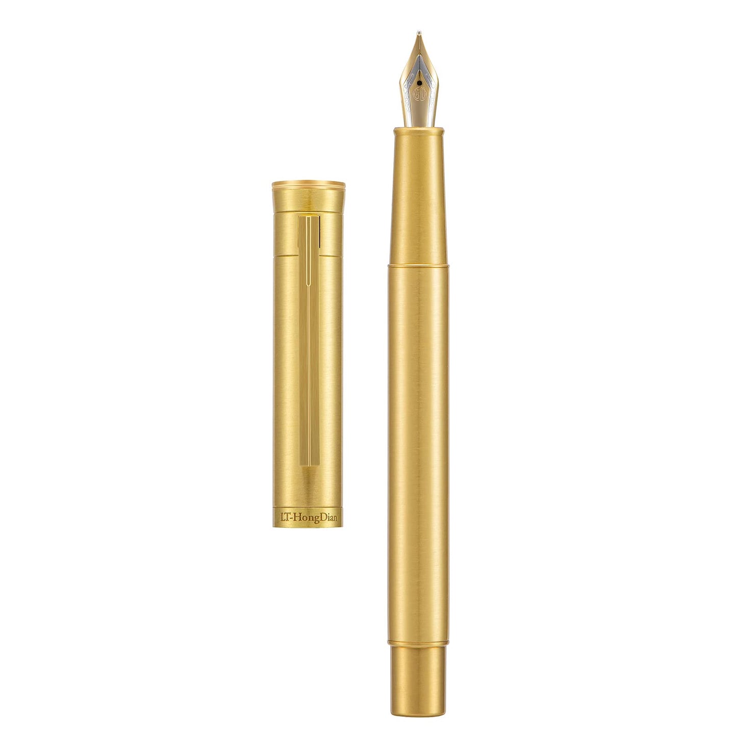 Hongdian Brass Fountain Pen Fine Point, Slim Style with Converter and Metal Pen Case, The Light of Hope Serise