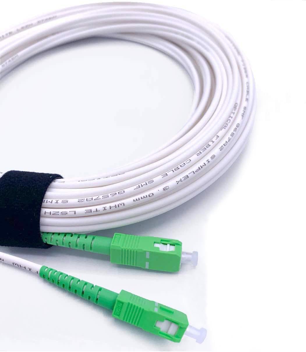 Elfcam® - 40m/131.23ft Fiber Optic Cable SCA to SCA Simplex Singlemode 9/125μm LSZH, Compatible with FTTH Cables, Rogers, Bell and Telus, White Color, 40 Meters