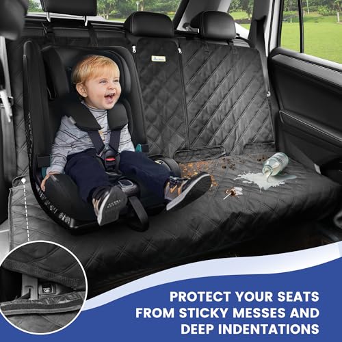 ALLANSING Back Seat Cover 60/40 Split Bench for Cars,Trucks,SUVs - Waterproof Easy Cleanup Car Seat Protector Great for Messy Kids and Drooling Pet Dogs(Black)