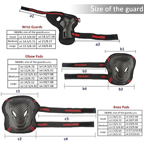 Besmall Skateboard/Skate Helmet with Protective Gear Knee Pads Elbow Pads Wrist Guards for Age 18+ Youth Adults BMX/Skateboard/Bike, for Head Size L (57-62cm) Black