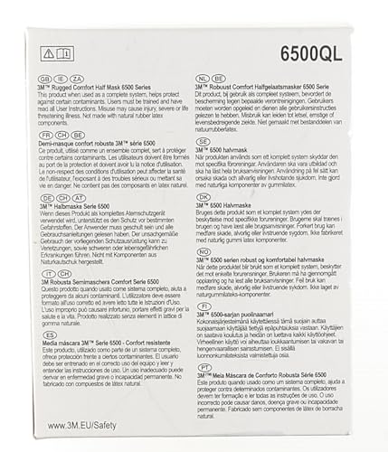 3M Personal Safety Division 6503QL Rugged Comfort Quic-Latch Half-Facepiece Reusable Respirators, Large, Grey/Teal