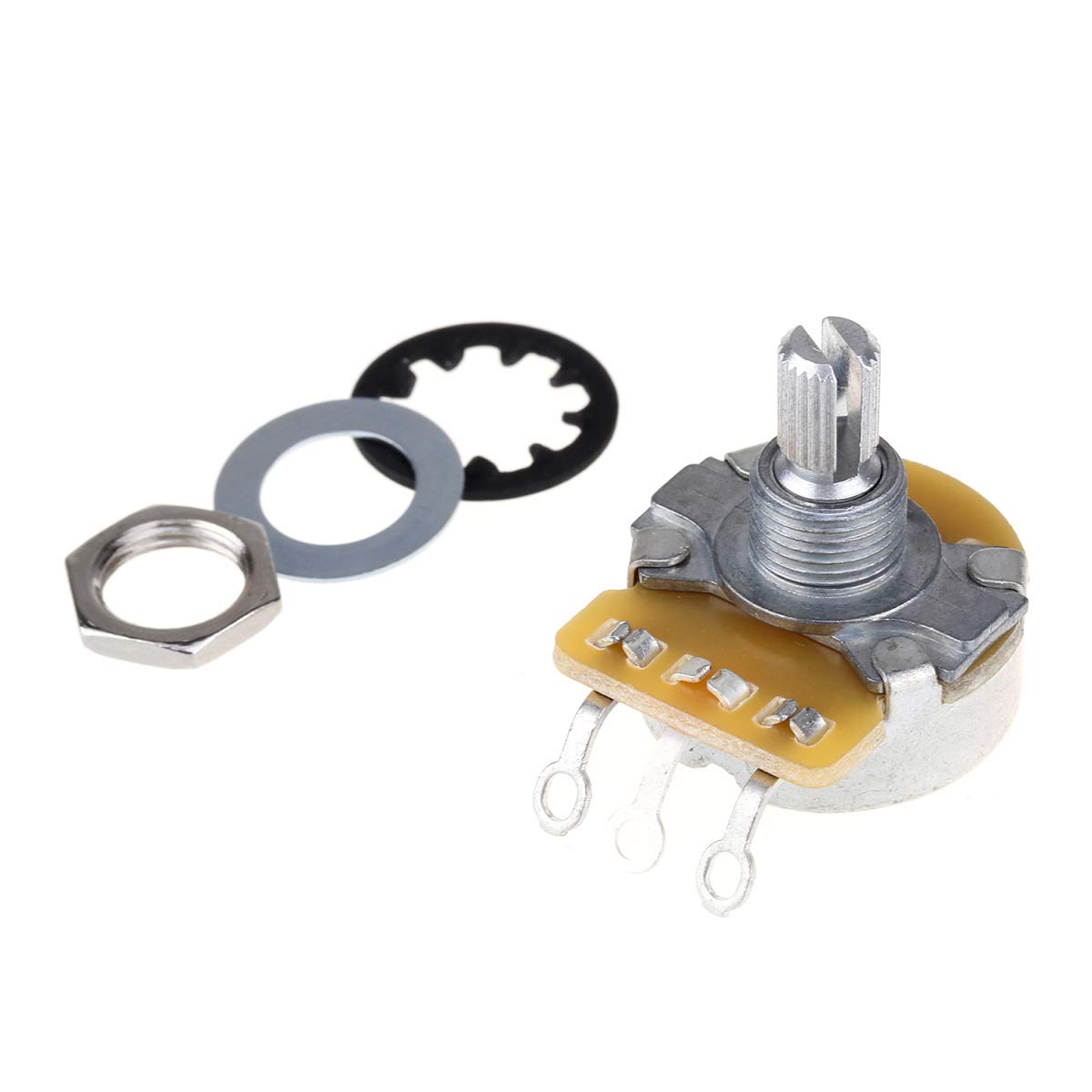 CTS 450 A500K Pots Standard Split Shaft 3/8 Inch 10% Audio Taper Potentiometers for Electric Guitar Bass (Set of 4)