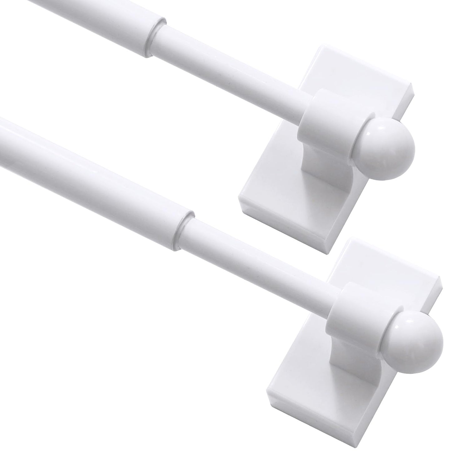 Turquoize 2 pack Magnetic Curtain Rods for Metal Doors with Adjustable Lenght,Easy Installation for Any Steel Spaces,16 to 28 Inch, White