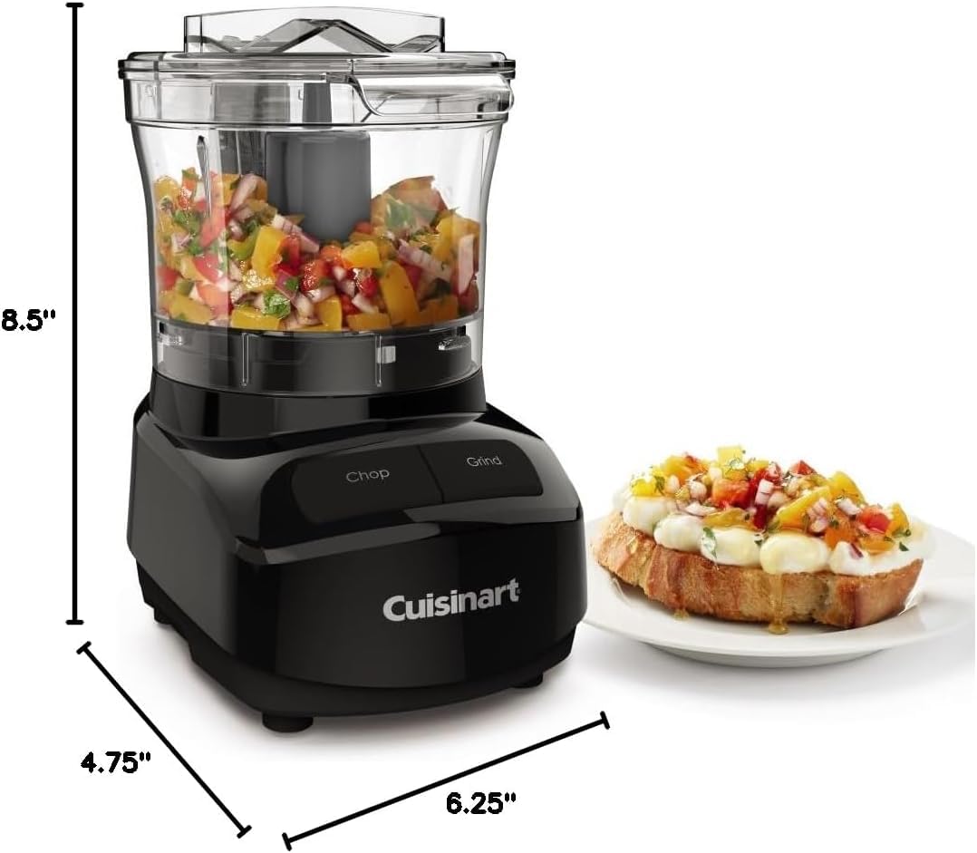 Cuisinart 3-Cup Mini Chopper/Grinder, Prep Processor, Grind & Chop, Purée & Emulsify, Black (CCH-3BKC)