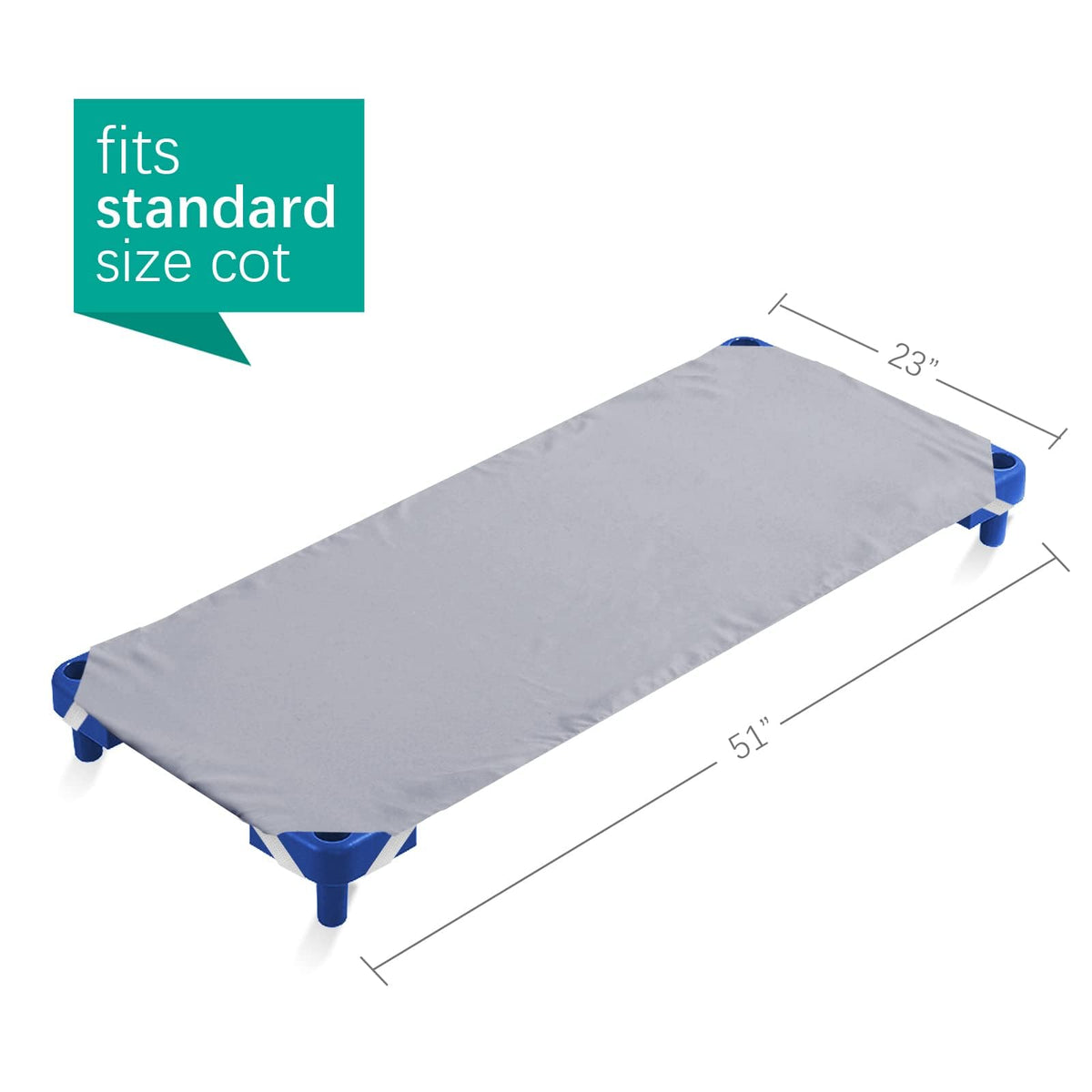 Biloban Standard Size Daycare/Pre-School Cot Sheet 10 Pack, 23" x 51", Children’s Naptime Cot Sheet, White, Breathable Microfiber Nap Sheet, Grey