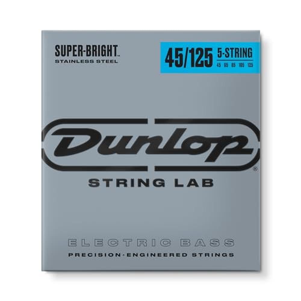 Dunlop DBSBS45125 Super Bright Stainless Steel Bass 5-String Set, .45-.125 Gauge, Light