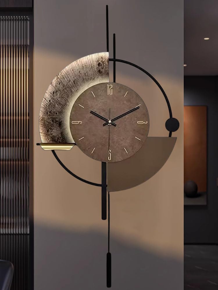 Wall Clock,Decorative Wall Clocks with Pendulum,Silent Quality Quartz Clock Battery Operated,Large Clock for Living Room,Kitchen,Home,Bathroom,Bedroom Wall Decor,16.5 * 31.5inch