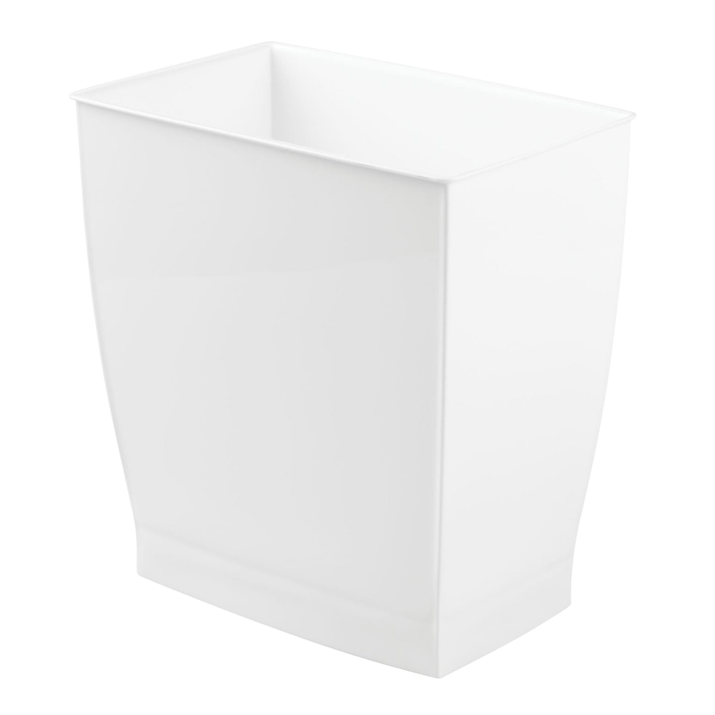 iDesign Spa Rectangular Trash Can, Waste Basket Garbage Can for Bathroom, Bedroom, Home Office, Dorm, College, 2.5 Gallon, White