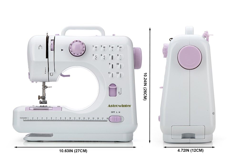 Mini Sewing Machine for Beginner by Astrowinter - Small Electric Sewing Machines with 2 Speed 12 Built-in Stitch Patterns AW-054-CA-A20