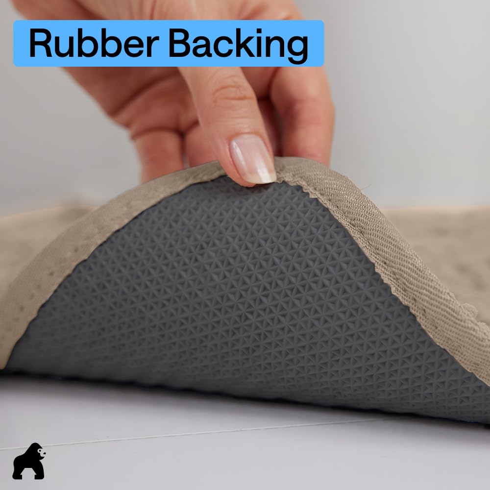 GORILLA GRIP Ultra Absorbent Grippy Doormat for Muddy Dog Paws, 70x24 Machine Washable Soak Stopper Rugs Cleaner Floors, Bed Mat for Dirty Dogs, Indoor Entrance Door Rug Pet Bed Mats Beige