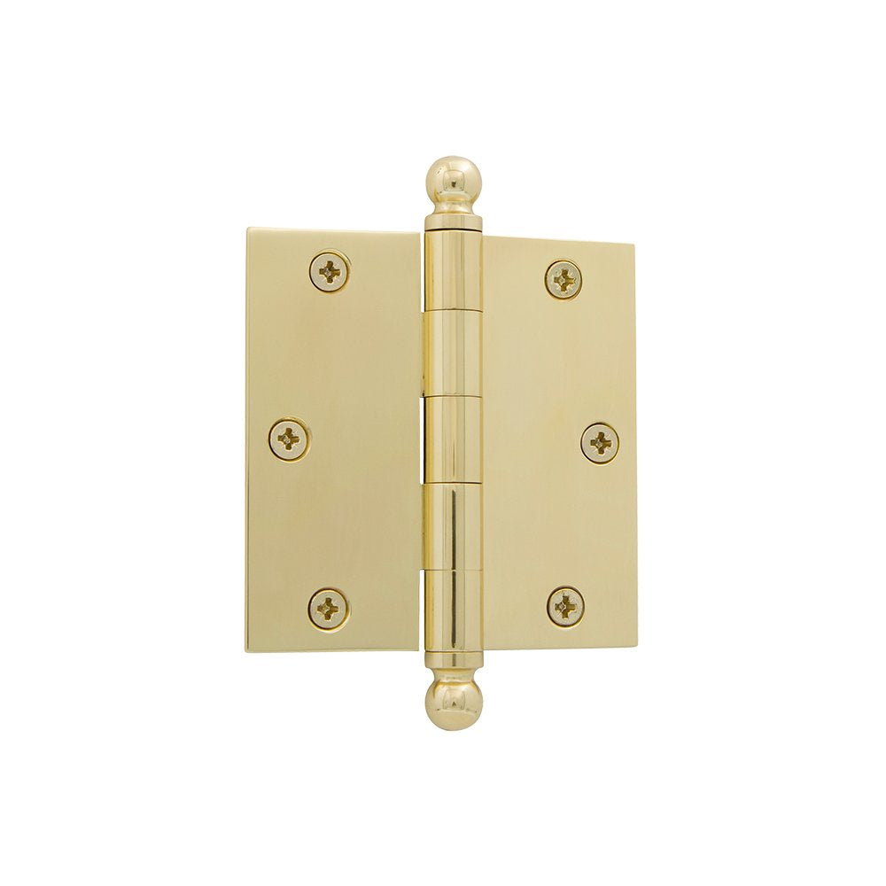 Grandeur Hardware 808994 3.5" Ball Tip Residential Hinge with Square Corners, 3.5" x 3.5", Unlacquered Brass
