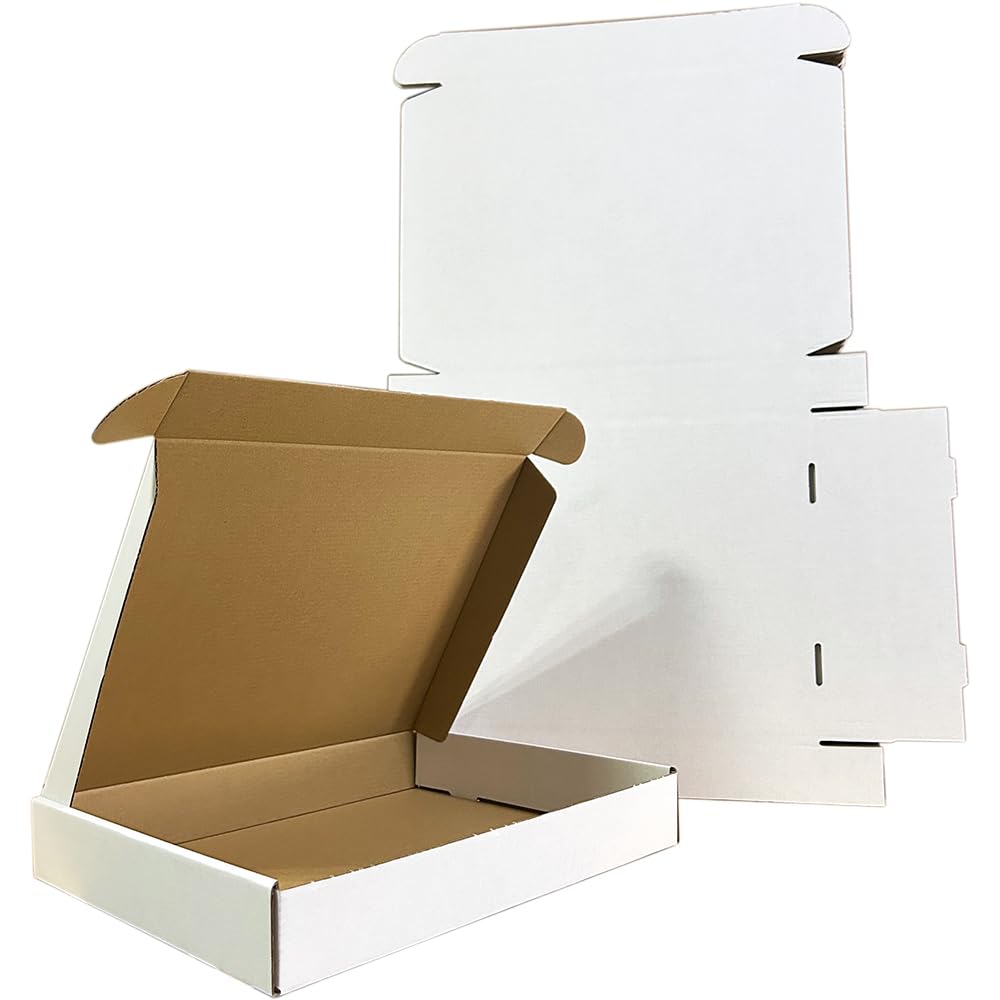 Rnisda 13x11x2'' Shipping Boxes 25 Pack, White Corrugated Cardboard Mailers for Mailing Packaging Small Business (W13112-25)