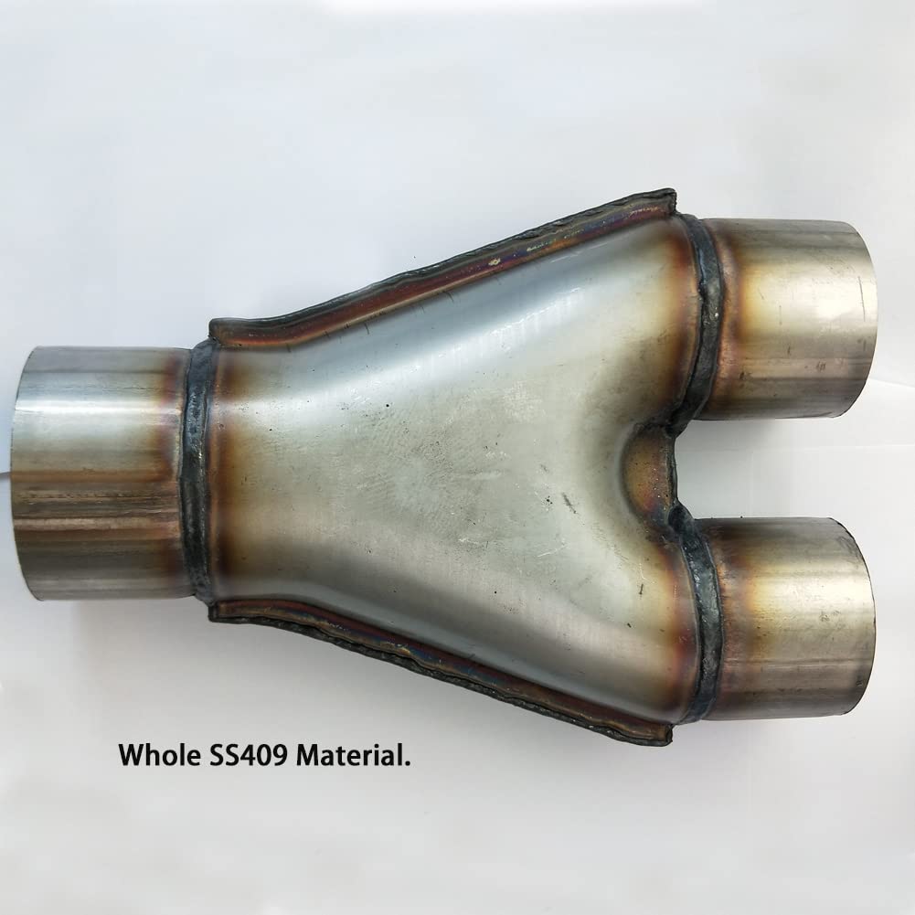 RCCT 3 Inch Y Pipe Exhaust Dual Outlet 3 In Exhaust Y Pipe SS409 Material 10In Overall Length (3In~Dual Outlet 3'')